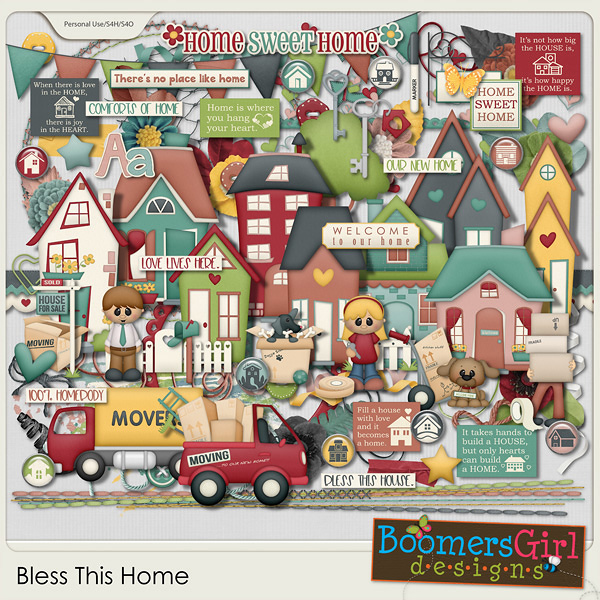 “Bless This Home” digital scrapbooking kit by BoomersGirl Designs!