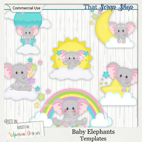 Baby Elephants Templates {CU}