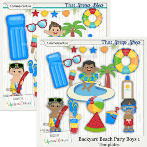 Backyard Beach Party Boys Templates {CU}
