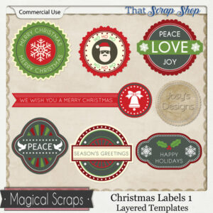Christmas Labels 1 Layered Templates {CU}