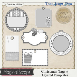Christmas Tags 3 Templates {CU}