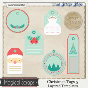Christmas Tags 5 Templates {CU}
