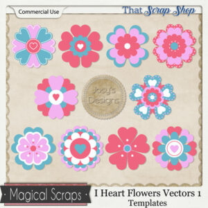 I Heart Flowers Vectors 1 Templates {CU}