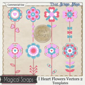 I Heart Flower Vectors 2 Templates {CU}