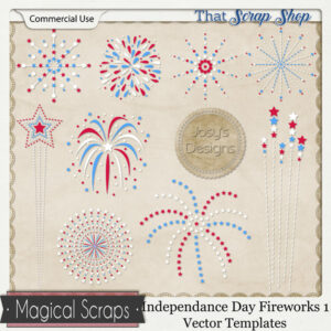 Independence Day Fireworks 1 Vector Templates {CU}