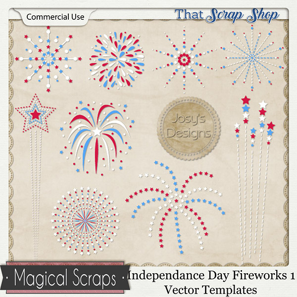Independence Day Fireworks 1 Vector Templates {CU}