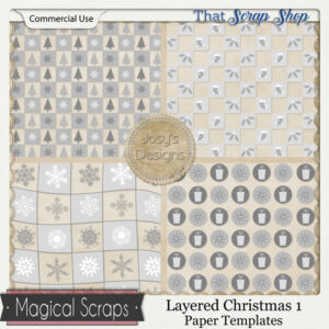 Layered Christmas 1 Paper Templates {CU}