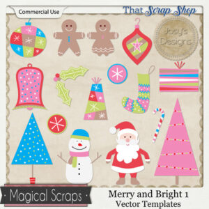 Merry & Bright 1 Vector Templates {CU}