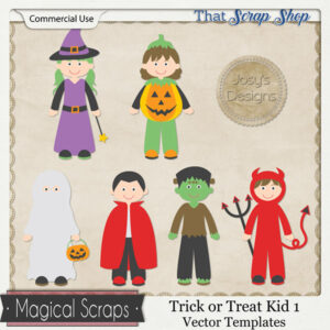 Trick or Treat Kids 1 Vector Templates {CU}